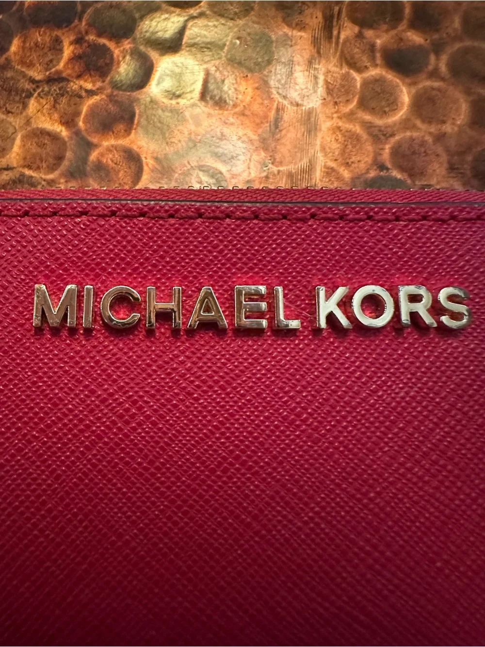 Michael Kors Top Zip Coin Wallet in Saffiano Leather with ID window and Keyring